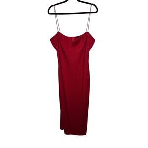 Pretty Little Thing Red Spaghetti Strap Maxi Ribbed Dress With Slit Plus Size 20